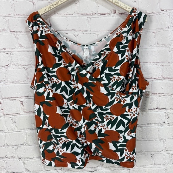 Honey Mark plus size swimsuit 2 piece tankini shorts Brown Wrap Sleeveless 4XL - Picture 3 of 8